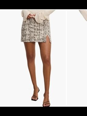 Snake Print Mini Skirt ,Good American. Daily Nights Out.